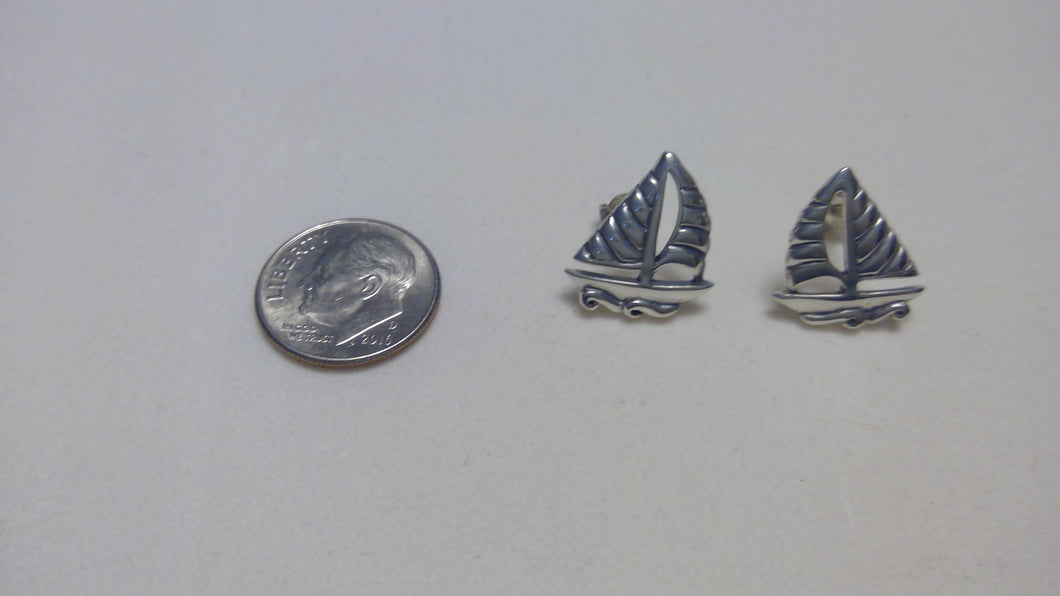 Sailboat on Waves Post Earrings