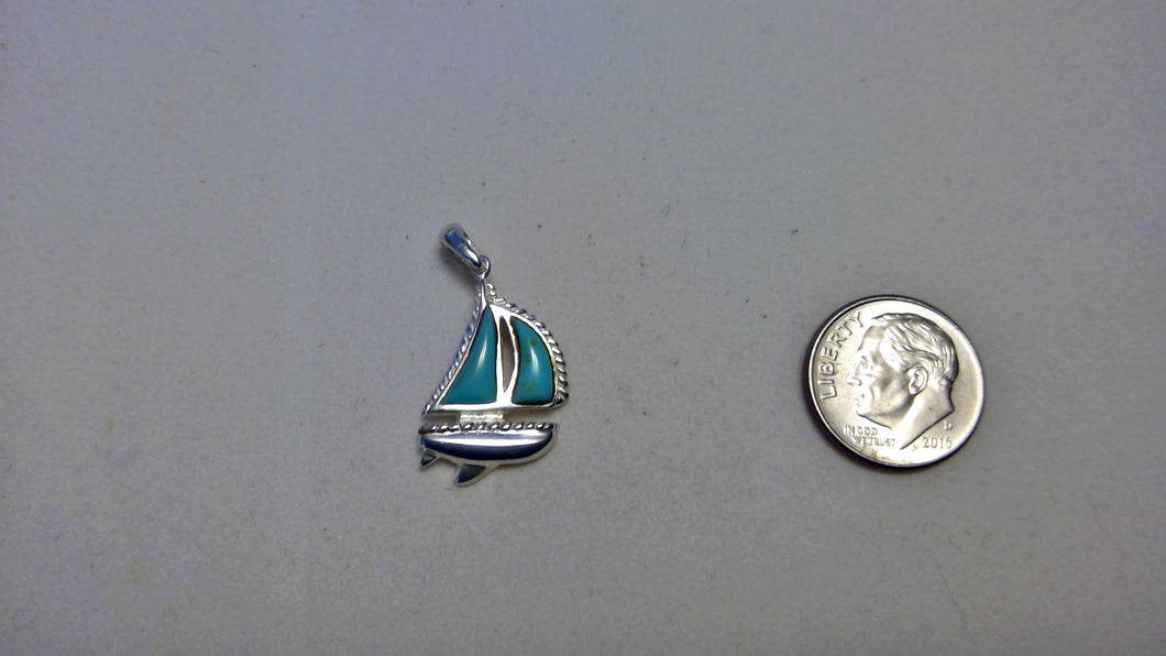 Sailboat with Turquoise Sails Pendant