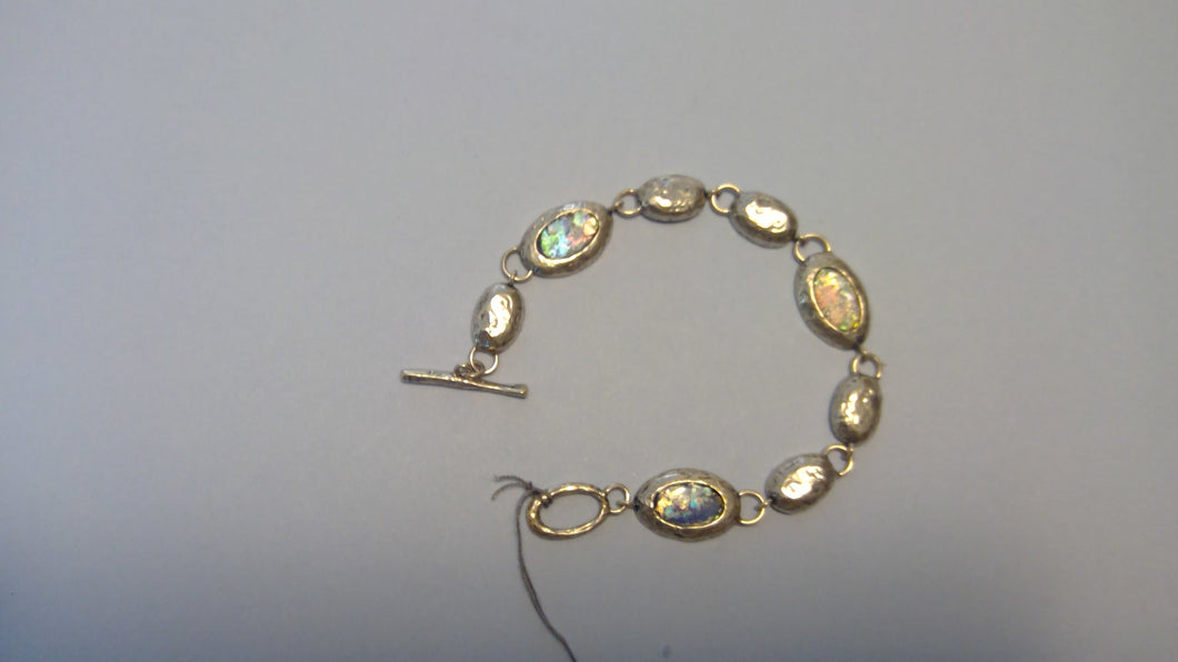 Oval Roman Glass Toggle Bracelet