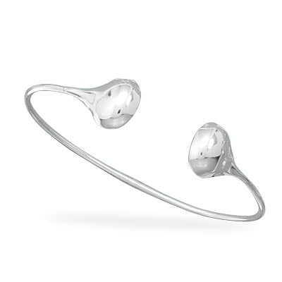 Sterling Silver Cuff Bracelet with Raindrop Ends