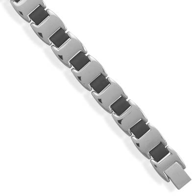 Men's Stainless Steel & Rubber Link Bracelet