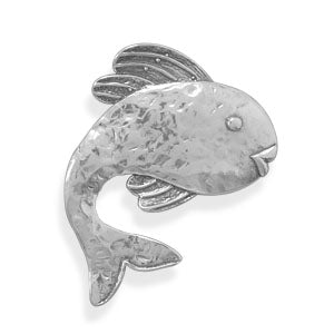 Oxidized Sterling Silver Fish Pin or Pendant