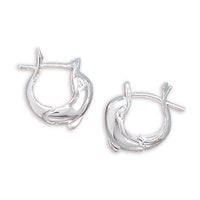 Dolphin Sterling Silver Hinged Hoop Earrings