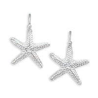 Textured Starfish Sterling Silver Earrings