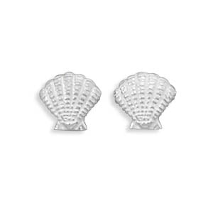 Shiny Clam Shell Sterling Silver Studs