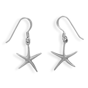 Polished Sterling Silver Starfish Earrings