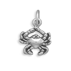 Oxidized Sterling Silver Crab Charm