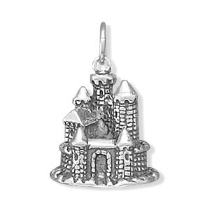 Oxidized Sterling Silver Sand Castle Charm