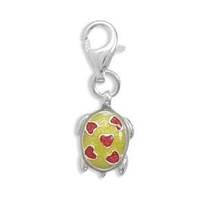 Turtle with Hearts Charm with Lobster Clasp