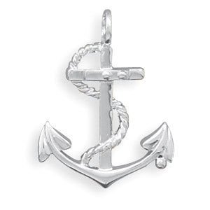 Anchor with Rope Sterling Silver Pendant