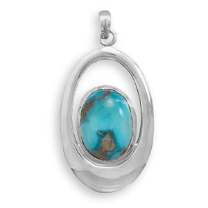 Oval Cut Out with Turquoise Pendant