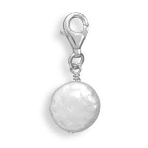 Coin Pearl Charm w/ Lobster Clasp