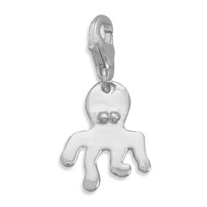 Polished Silver Octopus Charm w/ Lobster Clasp