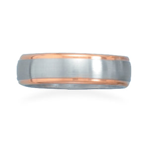 Men's Stainless Steel/ Rose Gold Plated Band