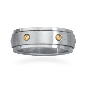 Men's Stainless Steel & 14KGP Spin Ring