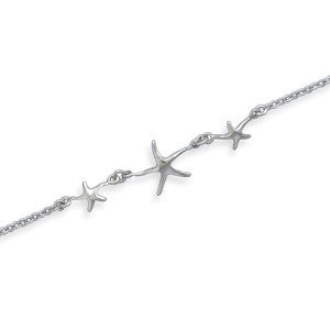 Sterling Silver 3 Starfish Anklet
