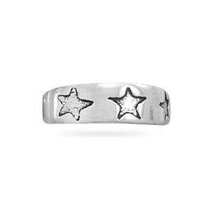 Oxidized Silver 3 Star Band Toe Ring