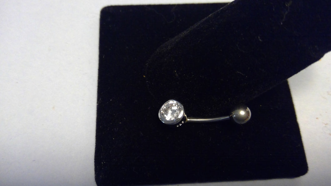 Round Bezel Set CZ Navel Ring