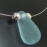 Aqua Sea Glass & Silver Bead Anklet