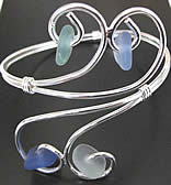 Aqua, Cornflower & Green Sea Glass Swirl Bracelet