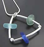 Triangle Necklace with 3 Pieces of Sea Glass