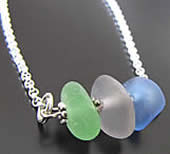 Lime, Lavender & Blue Sea Glass Necklace