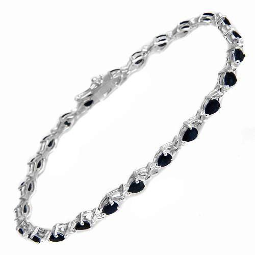 Pear Shaped Blue Sapphire Sterling Silver Bracelet