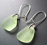 Lime Green Sea Glass Earrings