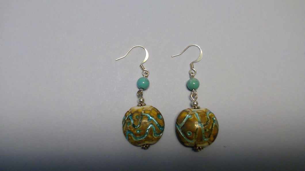 Lampwork Glass & Turquoise Bead Earrings