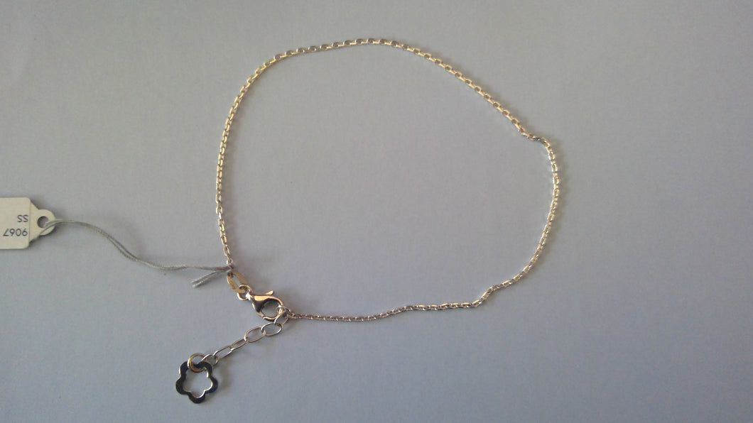 Sterling Silver Chain Anklet w/ Flower Dangle