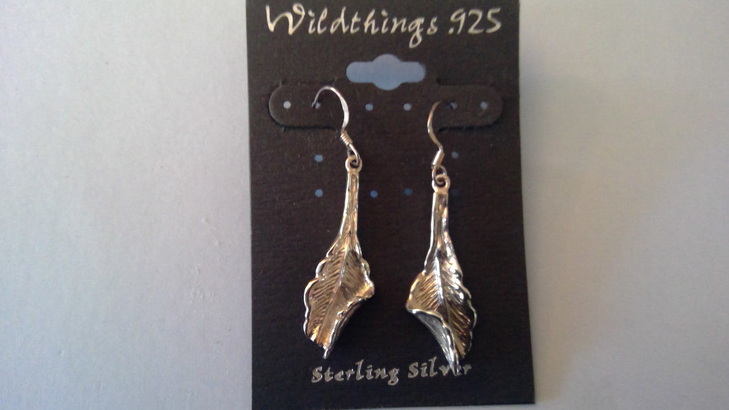 Curled Leaf Sterling Silver Wire Earrings