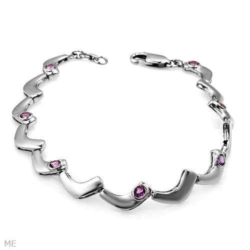 Seven Stone Amethyst Sterling Silver Bracelet