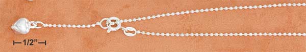 Sterling Silver Bead Chain w/ Puffed Heart 9