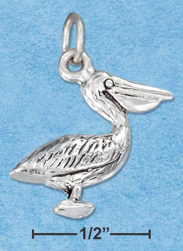 3D Pelican Sterling Silver Charm