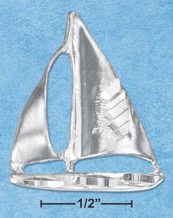 Diamond Cut Sterling Silver Sailboat Pendant