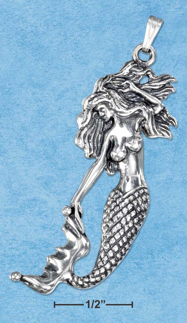Antiqued Sterling Silver Mermaid Charm