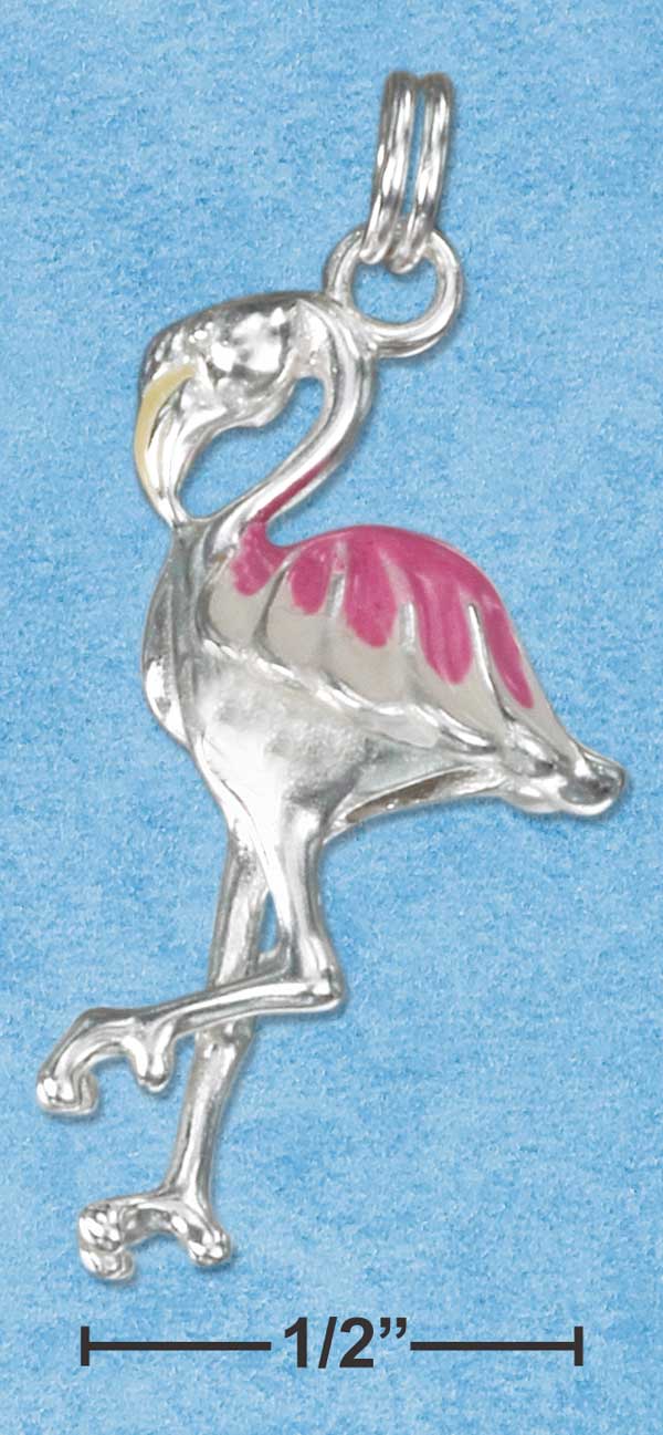 White/Pink Enamel 3D Flamingo Charm