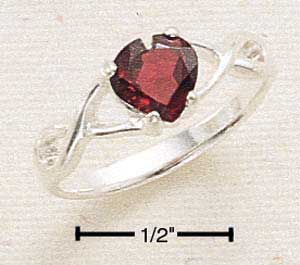 Twisted Shank with Garnet Heart Ring
