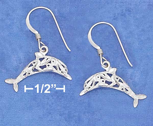 Sterling Silver Filigree Dolphin Earrings