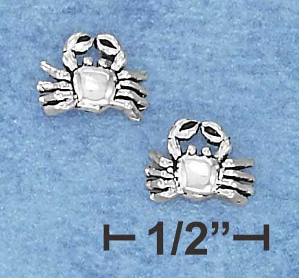 Mini Antiqued Silver Crab Post Earrings