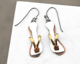 Sandals Silver, Brass & Copper Earrings