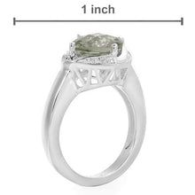 Load image into Gallery viewer, Checkerboard Cut Green Amethyst Sterling Silver Ring
