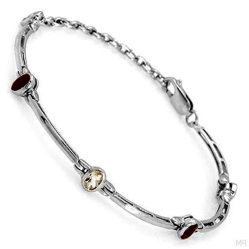 Ruby & White Topaz Sterling Silver Bracelet