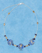 Load image into Gallery viewer, Blue Glass Foil Beads &amp; Lapis Chips Necklace
