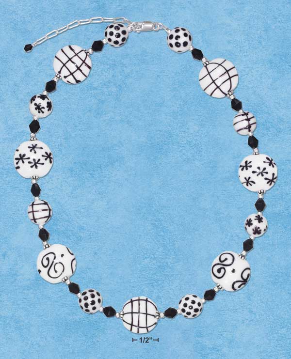 Black & White Patterned Bead Necklace