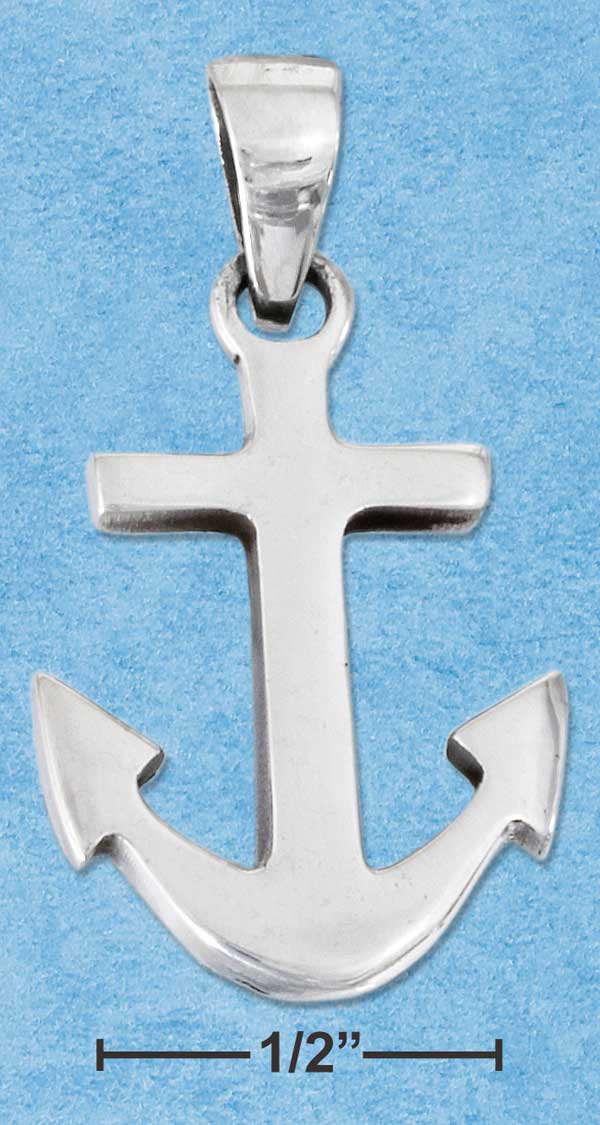 Polished Sterling Silver Anchor Pendant