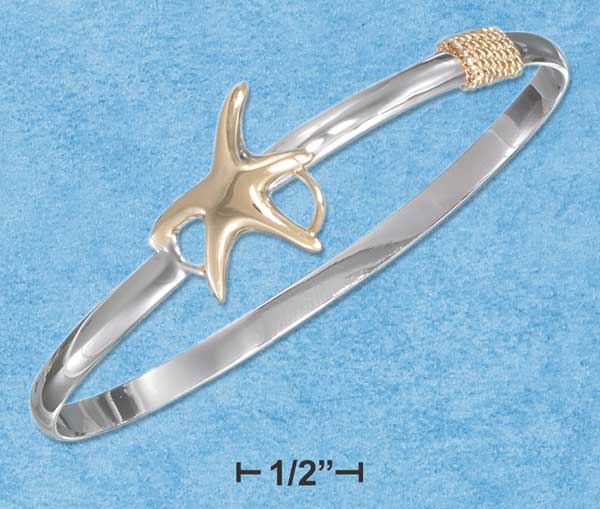 Sterling Silver 14K Gold Plated Starfish Bangle Bracelet