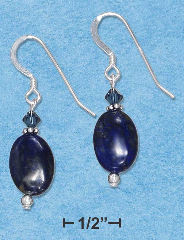 Oval Lapis with Austrian Crystal Earrings
