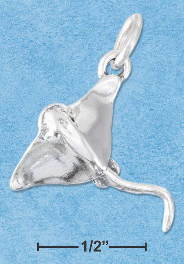 3D Sting Ray Sterling Silver Charm