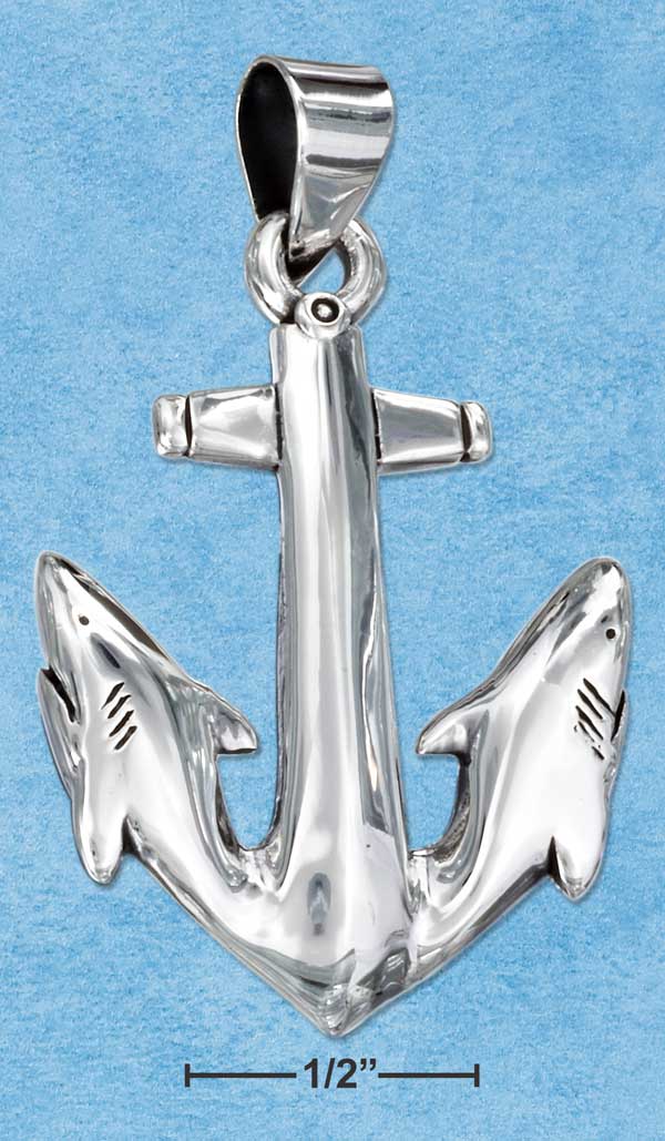 Sterling Silver Shark Anchor Pendant